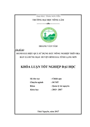 Luận văn đánh giá hiệu quả sử dụng đất nông nghiệp trên địa bàn xã hưng đạo huyện bình gia tỉnh lạng sơn