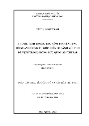 Luận văn thạc sĩ thơ đề vịnh trong thơ nôm truyền tụng hồ xuân hương từ góc nhìn so sánh với thơ đề vịnh trong hồng đức quốc âm thi tập