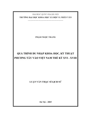 Luận văn lịch sử thế giới lịch sử phương tây khoa học kỹ thuật thế kỷ 1618