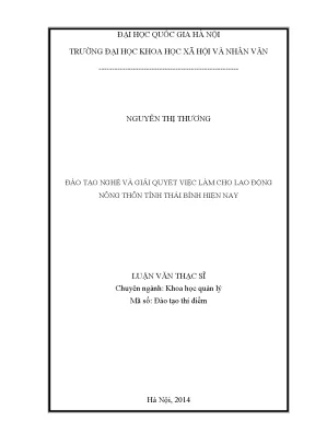Luận văn đào tạo nghề và giải quyết việc làm cho lao động nông thôn