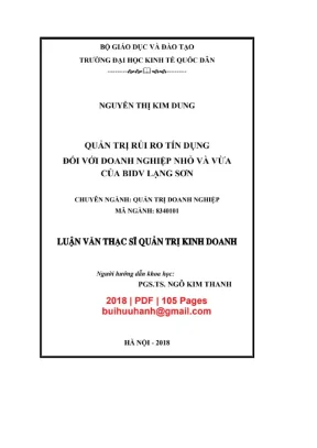 Luận văn thạc sĩ quản trị kinh doanh quản trị rủi ro tín dụng đối với doanh nghiệp nhỏ và vừa của bidv lạng sơn