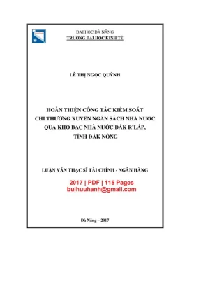 Luận văn thạc sĩ tài chính ngân hàng hoàn thiện công tác kiểm soát chi thường xuyên ngân sách nhà nước qua kho bạc nhà nước rlấp tỉnh đắk nông