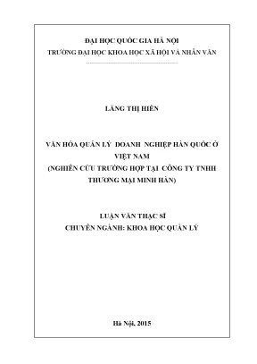 Luận văn quản lý doanh nghiệp văn hóa doanh nghiệp hàn quốc việt nam