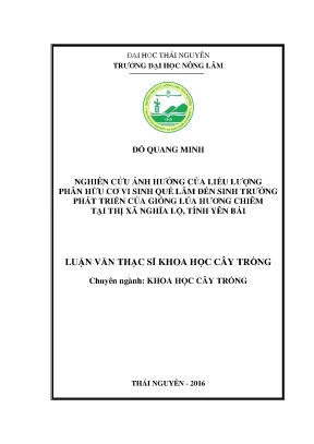 Luận văn nghiên cứu ảnh hưởng của liều lượng phân hữu cơ vi sinh quế lâm đến sinh trưởng phát triển của giống lúa hương chiêm tại thị xã nghĩa lộ tỉnh yên bái