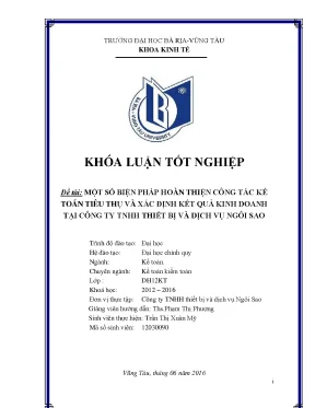 Luận văn tốt nghiệp một số biện pháp hoàn thiện công tác kế toán tiêu thụ và xác định kết quả kinh doanh tại công ty tnhh thiết bị và dịch vụ ngôi sao