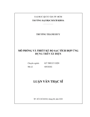 Luận văn thạc sĩ kỹ thuật điện mô phỏng và thiết kế bộ sạc tích hợp ứng dụng trên xe điện