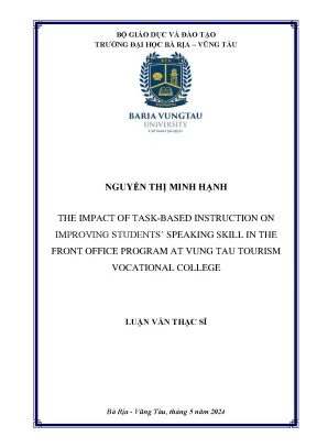 Luận văn thạc sĩ the impact of taskbased instruction on improving students speaking skill in the front office program an vung tau tourism vocational college