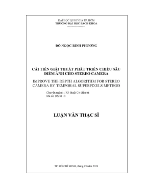Luận văn thạc sĩ kỹ thuật cơ điện tử cải tiến giải thuật phát triển chiều sâu điểm ảnh cho stereo camera