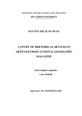 Luận văn thạc sĩ ngôn ngữ anh a study of rhetorical devices in articles from national geographic magazine biện pháp tu từ trong các bài báo thuộc tạp chí national geographic