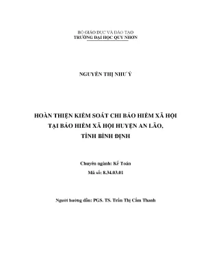 Luận văn thạc sĩ kế toán hoàn thiện kiểm soát chi bảo hiểm xã hội tại bảo hiểm huyện an lão tỉnh bình định