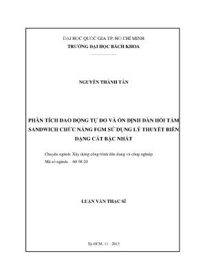 Luận văn thạc sĩ kỹ thuật xây dựng phân tích dao động tự do và ổn định đàn hồi tấm sandwich chức năng fgm sử dụng lý thuyết biến dạng cắt bậc nhất