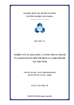 Luận văn thạc sĩ quản trị kinh doanh nghiên cứu sự hài lòng và lòng trung thành của khách đối với dịch vụ game online tại việt nam