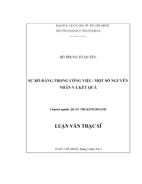 Luận văn thạc sĩ quản trị kinh doanh sự rõ ràng trong công việc một số nguyên nhân và kết quả