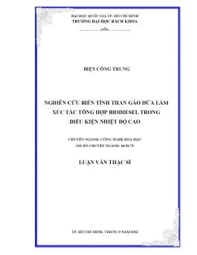 Luận văn thạc sĩ công nghệ hóa học nghiên cứu biến tính than gáo dừa làm xúc tác tổng hợp biodiesel trong điều kiện nhiệt độ cao