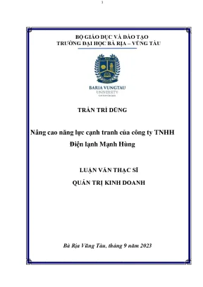 Luận văn thạc sĩ nâng cao năng lực cạnh tranh của công ty tnhh điện lạnh mạnh hùng
