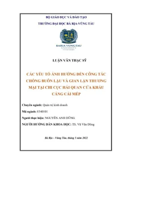 Luận văn thạc sĩ các yếu tố ảnh hưởng đến công tác chống buôn lậu và gian lận thương mại tại chi cục hải quan cửa khẩu cảng cái mép