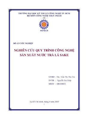 Luận văn nghiên cứu quy tìrnh công nghệ sản xuất nước trà lá sake