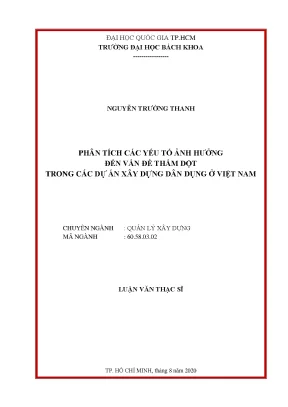 Luận văn thạc sĩ quản lý xây dựng phân tích các yếu tố ảnh hưởng đến vấn đề thấm dột trong các dự án xây dựng dân dụng ở việt nam
