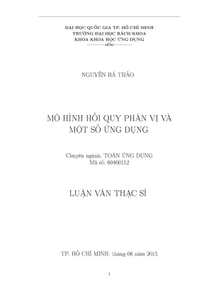 Luận văn thạc sĩ toán ứng dụng mô hình hồi quy phân vị và một số ứng dụng