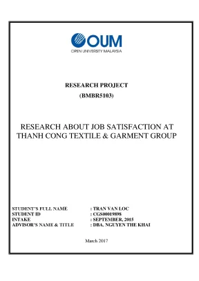 Luận văn research about job satisfaction at thanh cong textile garment group
