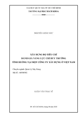 Luận văn thạc sĩ quản lý xây dựng xây dựng bộ tiêu chí đánh giá năng lực chỉ huy trưởng tình huống tại một công ty xây dựng ở việt nam