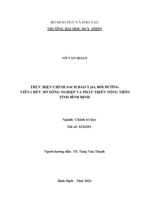 Luận văn thạc sĩ chính trị học thực hiện chính sách đào tạo bồi dưỡng viên chức sở nông nghiệp và phát triển nông thôn tỉnh bình định
