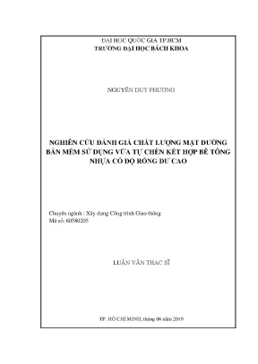 Luận văn thạc sĩ kỹ thuật xây dựng nghiên cứu đánh giá chất lượng mặt đường bán mềm sử dụng vữa tự chèn kết hợp bê tông nhựa có độ rỗng dư cao