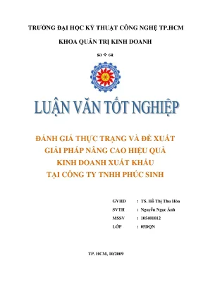 Luận văn tốt nghiệp đánh giá thực trạng về đề xuất giải pháp nâng cao hiệu quả kinh doanh xuất khẩu