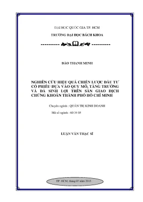 Luận văn thạc sĩ quản trị kinh doanh nghiên cứu hiệu quả chiến lược đầu tư cổ phiếu dựa vào quy mô tăng trường và đà sinh lợi trên sàn giao dịch chứng khoán tp hồ chí minh