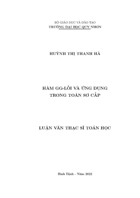 Luận văn thạc sĩ toán học hàm gglồi và ứng dụng trong toán sơ cấp