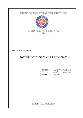 Luận văn nghiên cứu sản xuất sữa gấc
