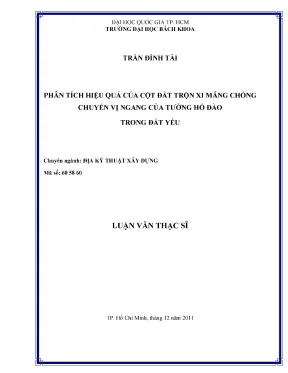 Luận văn thạc sĩ địa kỹ thuật xây dựng phân tích hiệu quả của cột đất trộn xi măng chống chuyển vị ngang của tường hố đào trong đất yếu