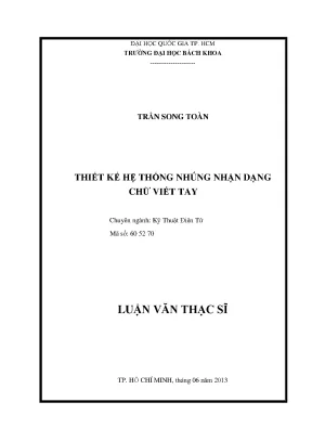 Luận văn thạc sĩ kỹ thuật điện tử thiết kế hệ thống nhúng nhận dạng chữ viết tay