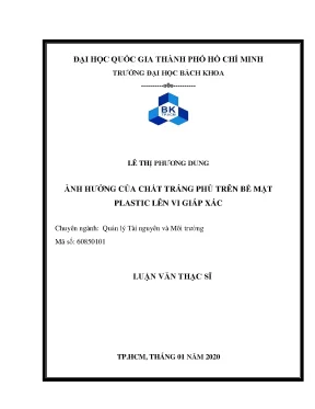 Luận văn thạc sĩ quản lý tài nguyên và môi trường ảnh hưởng của chất tráng phủ trên bề mặt plastic trên vi giáp xác