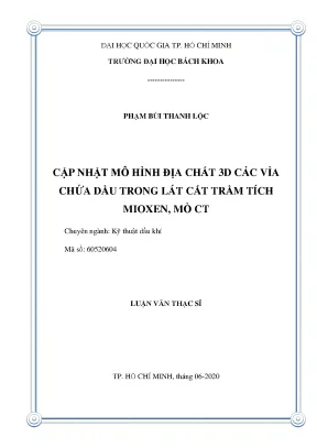 Luận văn thạc sĩ kỹ thuật dầu khí cập nhật mô hình địa chất 3d các vỉa chứa dầu trong lát cắt trầm tích mioxen mỏ ct