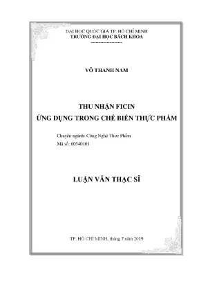 Luận văn thạc sĩ công nghệ thực phẩm thu nhận ficin ứng dụng trong chế biến thực phẩm