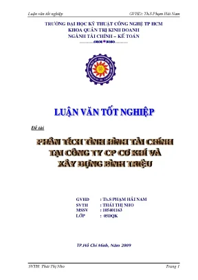 Luận văn phân tích tình hình tài chính tại công ty cp cơ khí và xây dựng bình triệu
