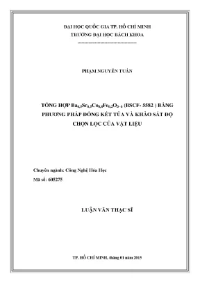 Luận văn thạc sĩ công nghệ hóa học tổng hợp bao 5sro 5coo 8feo 2o3gbscf5582 bằng phương pháp đồng kết tủa và khảo sát độ chọn lọc của vật liệu