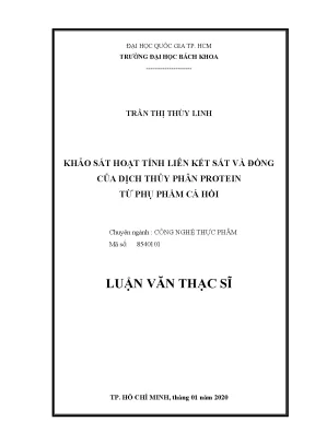 Luận văn thạc sĩ công nghệ thực phẩm khảo sát hoạt tính liên kết sắt và đồng của dịch thủy phân protein từ phụ phẩm cá hồi