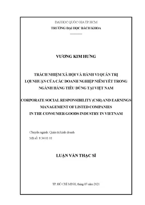 Luận văn thạc sĩ quản trị kinh doanh trách nhiệm xã hội và hành vi quản trị lợi nhuận của các doanh nghiệp niêm yết trong ngành hàng tiêu dùng tại việt nam