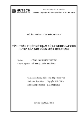 Luận văn tính toán thiết kế trạm xử lý nước cấp cho huyện cần giờ công suất 10000m3 ngày đêm