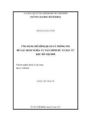 Luận văn thạc sĩ quản lý xây dựng ứng dụng mô hình quản lý thông tin để xác định nghĩa vụ tài chính dự án đầu tư khu đô thị mới