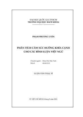 Luận văn thạc sĩ khoa học máy tính phân tích cảm xúc hướng khía cạnh cho các bình luận việt ngữ
