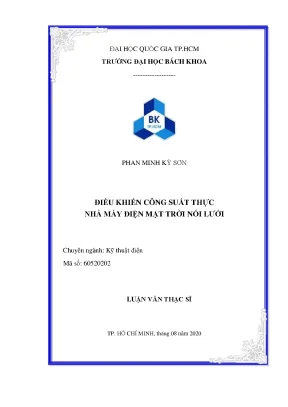 Luận văn thạc sĩ kỹ thuật điện điều khiển công suất thực nhà máy điện mặt trời nối lưới