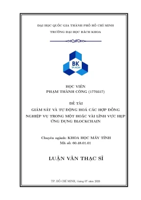 Luận văn thạc sĩ khoa học máy tính giám sát và tự động hóa các hợp đồng nghiệp vụ trong một hoặc vài lĩnh vực hẹp ứng dụng blockchain