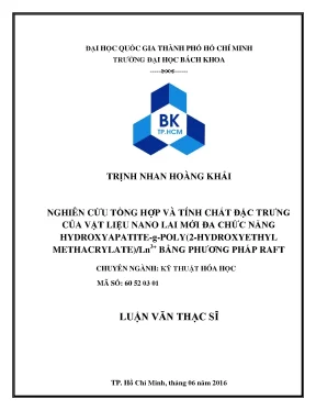 Luận văn thạc sĩ kỹ thuật hóa học nghiên cứu tổng hợp và tính chất đặc trưng của vật liệu nano lai mới đa chức năng hydroxyapatitegpoly2hydroxyethyl methacrylate