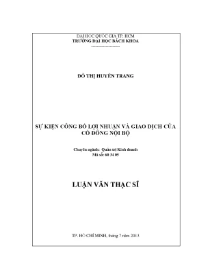 Luận văn thạc sĩ quản trị kinh doanh sự kiện công bố lợi nhuận và giao dịch của cổ đông nội bộ