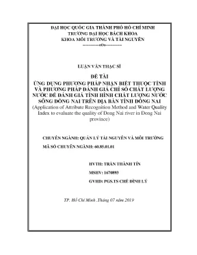 Luận văn thạc sĩ quản lý tài nguyên và môi trường ứng dụng phương pháp nhận biết thuộc tính và phương pháp đánh giá chỉ số chất lượng nước để đánh giá tình hình chất lượng nước sông đồng nai trên địa bàn tỉnh đồng nai