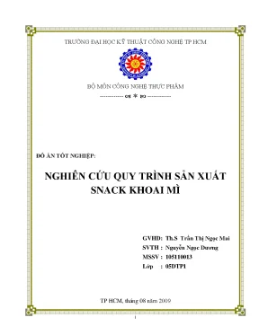 Luận văn nghiên cứu quy trình sản xuất snack khoai mì