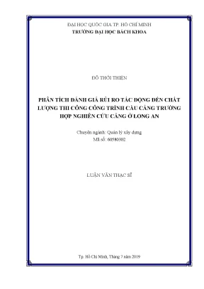 Luận văn thạc sĩ quản lý xây dựng phân tích đánh giá rủi ro tác động đến chất lượng thi công công trình cầu cảng trường hợp nghiên cứu cảng ở long an